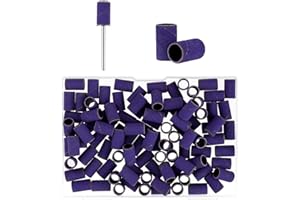 Prasacco 100 sztuk nasadek szlifierskich do frezarek do paznokci, 180 frezów do paznokci, fioletowe, małe taśmy szlifierskie do paznokci z wiertłem do paznokci żelowych, stylizacji paznokci, sztuki