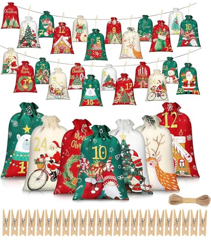 SUNGIFT Calendrier de l'Avent en bois avec 25 tiroirs et chiffres à