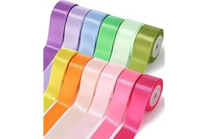 HUIFOO Satinband Bänder, 12 Farben 25mmX10m Breit Geschenkband Schleifenband für Heimwerkerkunst Handwerk, Geschenk Verpackung, Schleifen, Hochzeitsdekoration,auto Bogen Eröffnungszeremonie