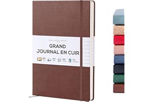 Beechmore Books Carnet de Notes Lignées - XL A4, Marron I Journal Couverture Rigide Premium Cuir Vegan, Papier Ligné Crème Épais 120 g/m², Boîte Cadeau, pour Écrivain, Journaliste, Réunion, Étudiant