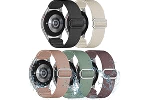 EverAct 5 Pack E Elastisches Nylon Armband für Samsung Galaxy Watch 7 6 5 4 40mm 44mm/Watch 6 4 Classic Band 42mm 46mm 43mm 47mm/Galaxy Watch 5 Pro Band 45mm,20mm Soft Verstellbare Nylon Sport Armband