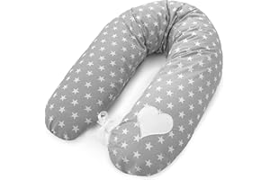Le Coussin d'allaitement XXL Amilian en 100% Coton - Confort Optimal pour la Grossesse et l'allaitement - Housse déhoussable - Idéal pour Femme Enceinte, bébé et Jumeaux