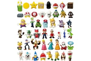 PQKL-PARTY 42 Piezas Decoración Tartas de Cumpleaños Mario Bros Figures, Decoración de Muffins Para Niños