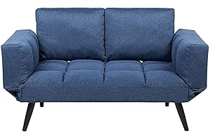BELIANI Sofá cama 2 plazas azul marino reposabrazos ajustables estilo minimalista Brekke