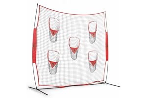 PodiuMax Portable Football Trainer Throwing Net, 8ft x 8ft Knotless Net for Improving QB Throwing Accuracy with 5 Target Pockets, with Carry Bag