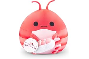 Snackles Non-Licensed Series 1 8-inch Plush Prawn with Ebi Sushi (RACHEL) by ZURU, Plush with Snack Accessory