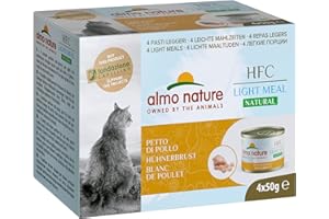 Almo Nature HFC Natural Light Meal - Blanco de Pollo - Comida húmeda para Gatos Adultos: 4 latas de 50 g