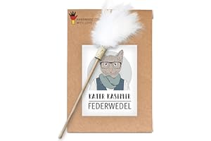 KATER KASIMIR Piumino in piuma di alta qualità, realizzato a mano in Germania e con amore. Con bastone in legno di faggio e vere piume naturali, pesca per gatti