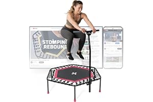 ‎SPORTPLUS SportPlus Fitness Trampolin Indoor für Zuhause, Trampolin mit Haltestange höhenverstellbar, Gummiseilfederung, Workout & Cardiotraining, Premium-Qualität Designed in Germany 130kg