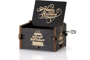 ZUGATI Music Gift Box, Laser Engraved Happy Birthday Music Box - Wooden Musical Box Mechanism, Hand Crank Music Box - Vintage Music Box Birthday Gift - Birthday Gifts For Him/Her (Birthday Gift)