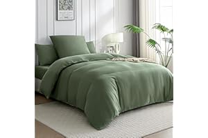 ‎JELLYMONI JELLYMONI Bettwäsche 135x200 Baumwolle Bettwäsche-Sets Grün Oeko-Tex 100% Gewaschene Baumwolle Bettbezug mit Reißverschluss und Kissenbezug 80X80 mit Umschlag Weich 2-Teilige Bettwäsche