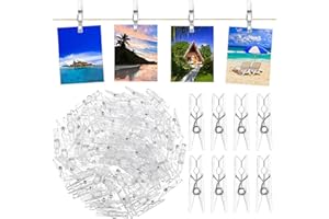 NAYAGOGO 100 PCS Clear Mini Pegs, 35mm/1.37inch Small Crafting Pegs Plastics Mini Clear Pegs, Tiny Little Photo Clips, For Hanging Photos Card Paper Arts Crafts Pictures Weddings Parties Decoration