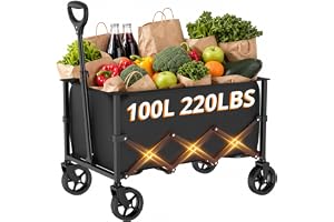 RYGEO Festivalvagn hopfällbar verktygsvagn med hjul och teleskophandtag för trädgårdsarbete, camping, shopping och utomhussport