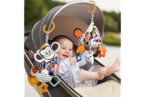 TUMAMA KIDS High Contrast Baby Toys,Black and White Infant Toys 0-3 Months for Newborn,Baby Hanging Stroller Toy for Toddlers,Soft Sensory Rattles Toys Gift with Wind Chime