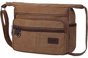 OVAKIA 16 inches Messenger Bag, Shoulder Bags Retro Casual Style Cross Body Bag with Zipper for Man Women Work School Daily Use