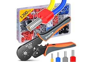 Pinza Crimpatrice, Strumenti di Crimpatura per Terminali Preciva per Terminali da 0,08-16 mm2 con 1200 Puntali doppi e Singoli per uso Industriale e fai-da-te