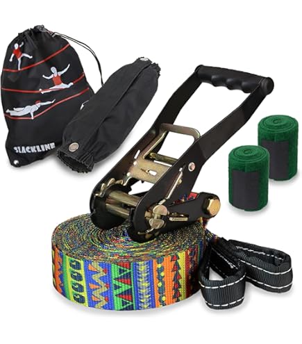 Barefoot Slackline Kit Completo 18m - Per Adulti E Bambini Con Cricchetto E Protezioni Alberi - Foto 7