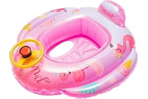 WATINC Baby Schwimmen Aufblasbarer Schwimmer Flamingo Muster Aufblasbarer Schwimmer Schwimmring Säuglingsboot Pool Ring Yacht Schwimmringe Sommer Pool Schwimmer Kleinkind Baby Aufblasbarer Schwimmer