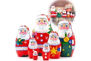 AEVVV Lot de 7 poupées russes avec décoration Père Noël - Décorations de Noël pour la maison - Poupées russes