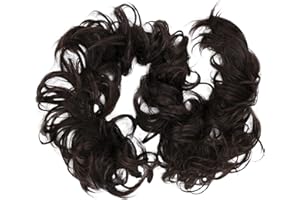 CAISHA by PRETTYSHOP XXL Posticcio Capelli Elastici Acconciature Da Sposa Voluminoso Riccio Chignon Marrone Scuro HW7