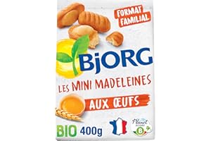 BJORG – Mini Madeleines Bio – Format Familial Sans Emballage Individuel – Moins de Plastique – 400 g