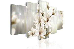 B&D XXL murando Quadro 225x112 cm 5 pezzi Stampa su tela in TNT XXL Immagini moderni Murale Fotografia Grafica Decorazione da parete Fiori b-A-0282-b-n