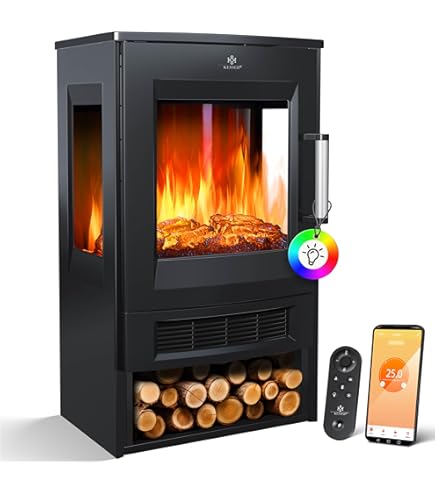 LifePlus Electric Fireplace Stove Heater Infrared 3D Flame Effect Thermostat Freestanding Heater For Indoor Room 1500w 27 - View #5