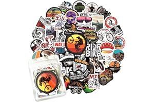 HNTR® MTB Stickers | 50 Waterproof Vinyl Bike Stickers for MTB Helmet, Laptop, Water Bottle & Adventure Gear | for Cycling Enthusiasts