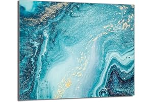 DarHaus Placa protectora de vitrocerámica 60 x 52 cm 1 pieza cocina eléctrica universal para inducción protección contra salpicaduras tabla de cortar de vidrio templado como decoración, MÁRMOL