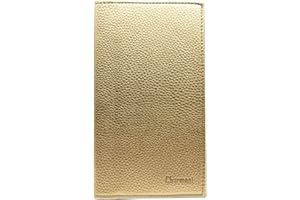 Charmoni - Etui Porte chéquier Talon en Haut - 2 emplacements Porte Carte crédit - pièce d'identité - Cuir Vachette - 11 cm X 19 cm (doré)