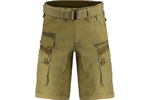 GEOGRAPHICAL NORWAY GEO NORWAY PANORAMIQUE Men - Bermudas Short Algodón Fit - Pantalones Cortos Deportivos para Hombres - Bermudas Hombre - Shorts Cortos Cinturón - Bermuda Ajuste Normal Cómodo Mastic XXL