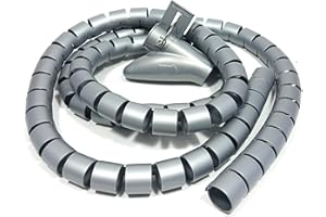 Bambelaa! Wąż kablowy, 1,5 m, kanał kablowy, możliwość skrócenia, tworzywo sztuczne, elastyczna organizacja kabli, średnica 20 mm (szary, 1,5 m x 20 mm)