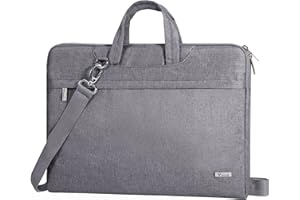 Voova Borsa Porta PC Portatile Custodia Laptop Computer 15 15.6 15,6 16 Pollici Impermeabile Antiurto con Tracolla e Maniglia Compatibile con Macbook Pro Dell Acer Hp Lenovo Donna Uomo Grigio