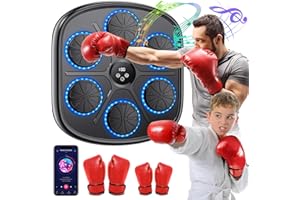 XOEMINOR Machine de Boxe Musicale, Appareil de Boxe Électronique Portable Mural avec 2 Gants, Affichage Numérique Intelligent Réglable à 9 Vitesses et Comptage Automatique, Connexion Bluetooth