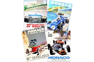Artery8 Monaco Grand Prix Classic Racing Motor Sport Advert Mixed Home Decor Premium Wall Art Poster Pack of 4 klasyczne wyścigi reklamowe dekoracja domu ściana
