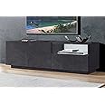 Dmora Mobile da Soggiorno Porta, Made in Italy, Supporto per TV da Salotto a 2 Ante e 1 cassetto, cm 150x43h46, Colore Grigio