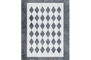 G GSS DESIGNS GSS Designs Large Wall Diamonds Stencil (16x24 Inch) for Painting on Wall Furniture Floor Fabric Stencils - Reusable Harlequin Template for Wall Decals & Wallpaper & Wall Decor (SL-075)