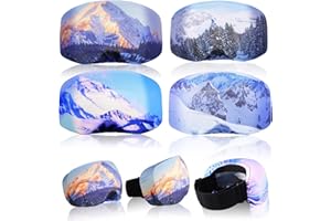 CIVANER 4 Pieces Ski Snowboard Goggle Cover Sleeve, Goggle Cover Microfiber Protective Lens Scratch Dust Protection for Travel Apres