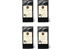 QUERFEE Kaffee Geschenkset Probierset - Jamaica Rum, Vanille, Eierlikör, Haselnuss - 4 x Kaffee mit Geschmack - Arabica Röstkaffee mit Aroma - gemahlen - 4 x 75 g (300 g)