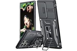 LeYi Funda para Samsung Galaxy S23 Ultra 5G 6.8" (NO para Samsung S23/S23 Plus), Armor Carcasa Cubierta de Cámara Deslizante Proteger 360 Full Protección Anillo Soporte Bumper Case, Negro