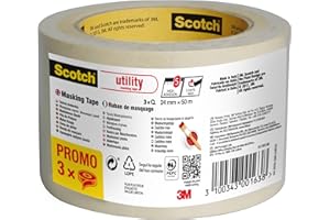 SCOTCHBLUE Scotch Utility Nastro di mascheratura, 24 mm x 50 m, 3 Rotoli/Confezione, 70% PEFC, SGSCH-PEFC-COC-110078