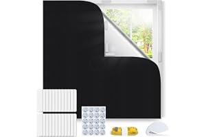 Inwee 100% mörkläggningsgardin för fönster, 200x145cm bärbar mörkläggningsfilm, passar alla storlekar på fönster, inga borrga