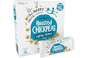 The Happy Snack Company Pois chiches rôtis, saveur légèrement salée casse-croûte santé, haute teneur en protéines, collations savoureuses sans gluten, végétalien, 96 calories, portion de 25 g, 20 lot