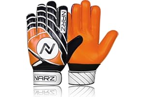 NARZ Goalkeeper Gloves for Kids with Super Grip Latex, Palm and Finger Protection, Excellent Wrist Support, Perfect for Soccer - Multicolor, Ages 5-12 Years