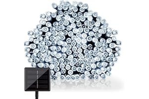 EASTERNSTAR Słoneczny łańcuch świetlny 100 diod LED 12 m, słoneczna bajkowa dekoracja zewnętrzna oświetlenie ogrodowe, świąteczne oświetlenie zewnętrzne LED, świąteczne światło zewnętrzne (blanc)