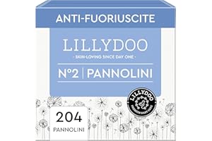 Pannolini LILLYDOO delicati sulla pelle - taglia 2 (4-8 kg), pacco scorta (204 unità), protezione contro le fuoriuscite, morbidi, senza profumi & lozioni e dermatologicamente testati