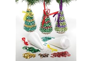 Baker Ross Christmas Tree Sequin Decoration Kits – Pack of 3, Make Your Own Christmas Bauble Decoration, Christmas Decoration Craft Kit (FE881)