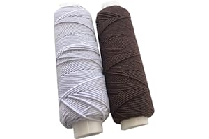 THE TRIMMING DEPARTMENT Shirring Shearing Elastic Thread, 20 Meter Each Colour Per Spool, Pack of 2 X 20m Spools, Sewing, Haberdashery, Craft, Smocking, Gathering, (White & Brown), 30 Colours Available