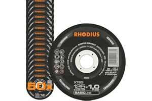 RHODIUS XT85 | 50 St. Trennscheiben 125 Metall 1 mm | für Winkelschleifer, extra dünn | für Edelstahl, INOX, Stahl, Hartmetall