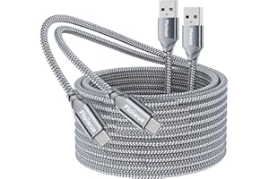 PLOIWUE Lot de 2 câbles USB C - 3 m - Câble de charge USB type C - En nylon tressé - Pour manette PS5, manette PS5 DualSense Xbox Series X/S, Sony, Samsung Galaxy S20 S21, Nintendo Switch (gris)